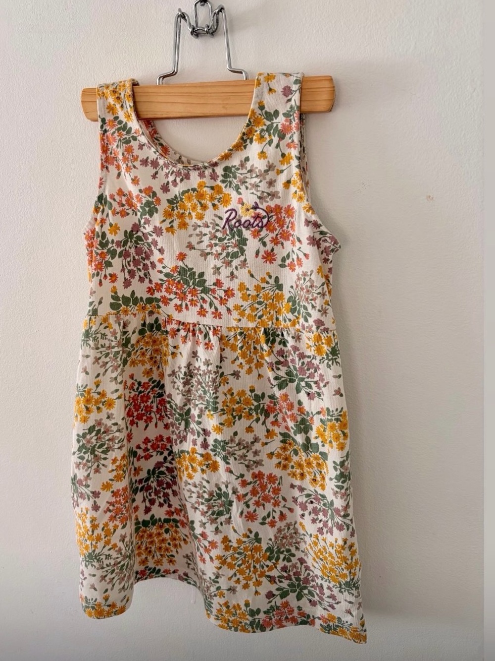 Roots Girls Floral Tank Dress in Cream, Yellow, Green and Rust